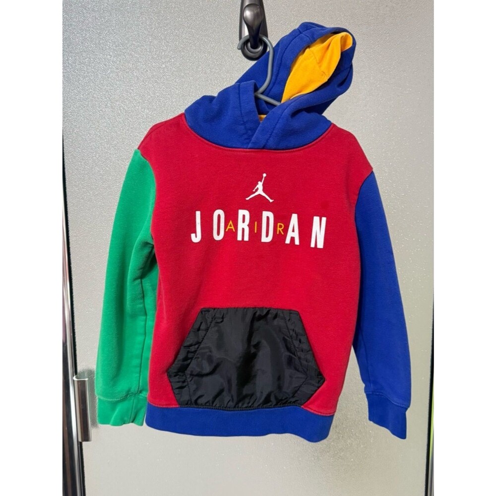 Jordan Colorblock Kids Hoodie - Red, Green, Blue, Yellow, Black Sz 6 (M)